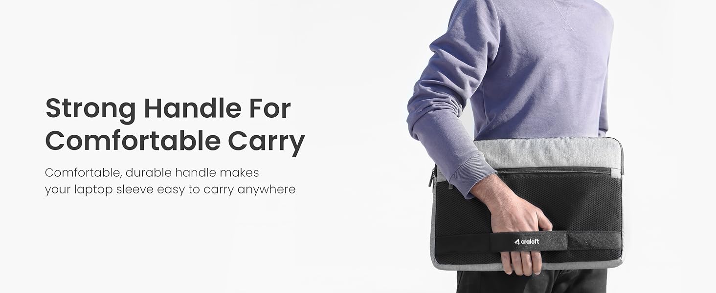 Craloft 14 Inch Portable Laptop Sleeve Cover Bag with Handle - Durable Water-Resistant Polyester Padded Case Compatible with MacBook Air M4, MacBook Pro, Dell, HP, Lenovo - Office & Travel use 39 Laptop sleeve with handle