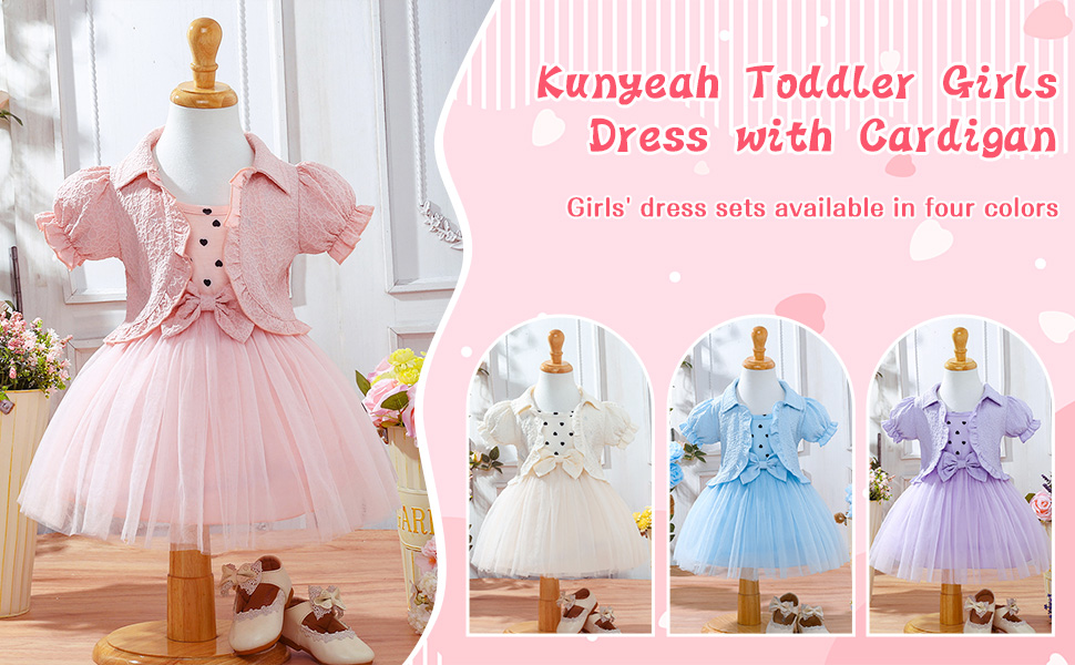 Toddler Girls Dress with Cardigan 