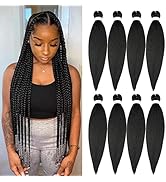Braiding Hair Pre Stretched 24 inch 8 Packs Natural Black Easy Braid Synthetic Professional Soft ...