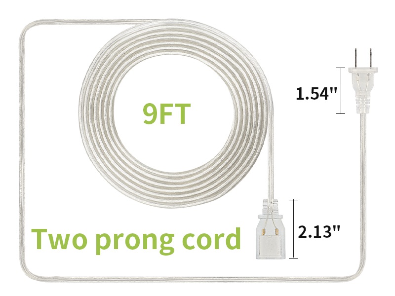 2 Pack Clear Extension Cord, 9 FT Extension Cords, UL