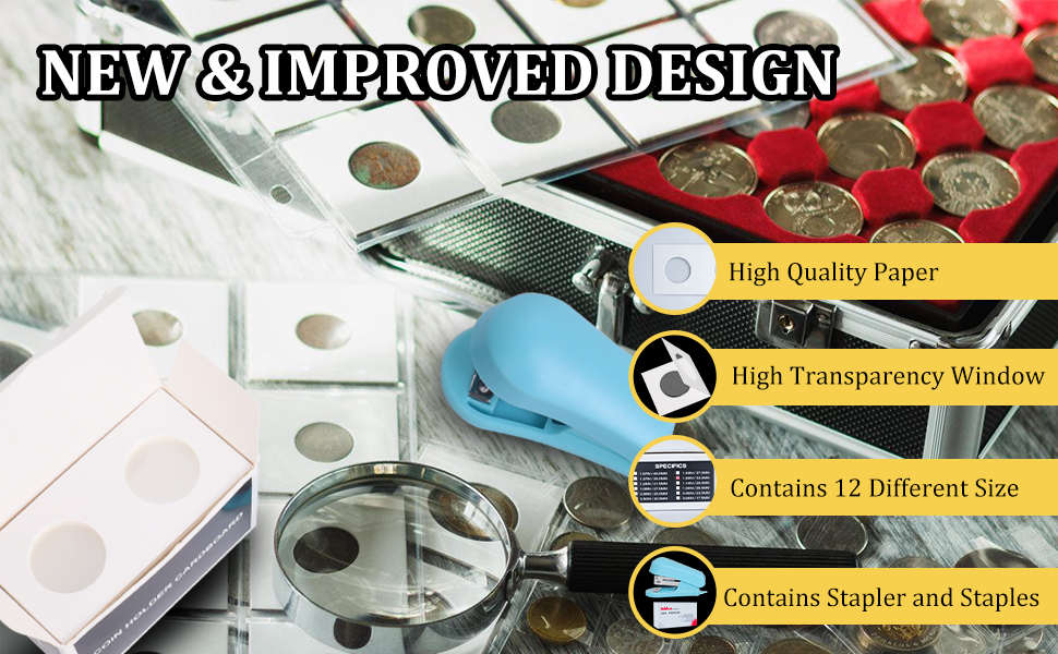 Coin Holder Flips for Collectors 2x2 Cardboard Coin