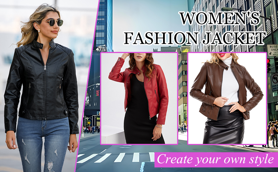 【AMERI】2WAY COMPACT FAKE LEATHER JACKET Denim & Co. Faux Leather Zip Front Jacket w/ Pockets - QVC.com