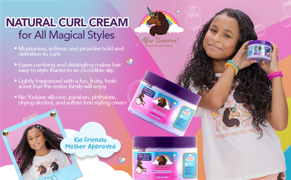 MAGICAL TRESSES’ by Afro Unicorn Swirls & Twirls Curl