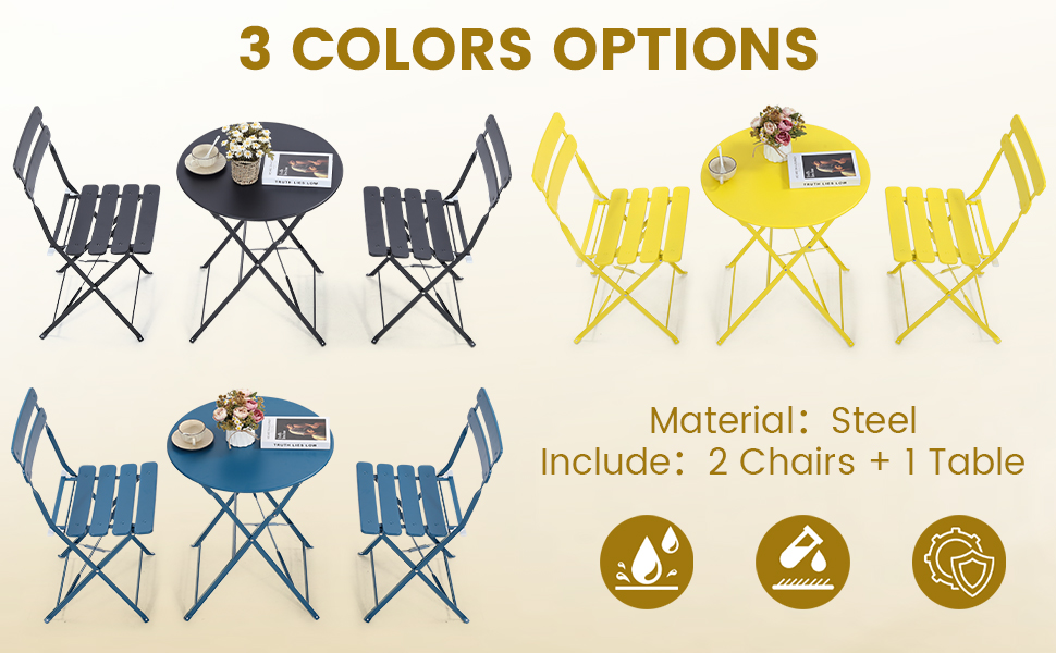 folding bistro set 3 piece French small balcony 