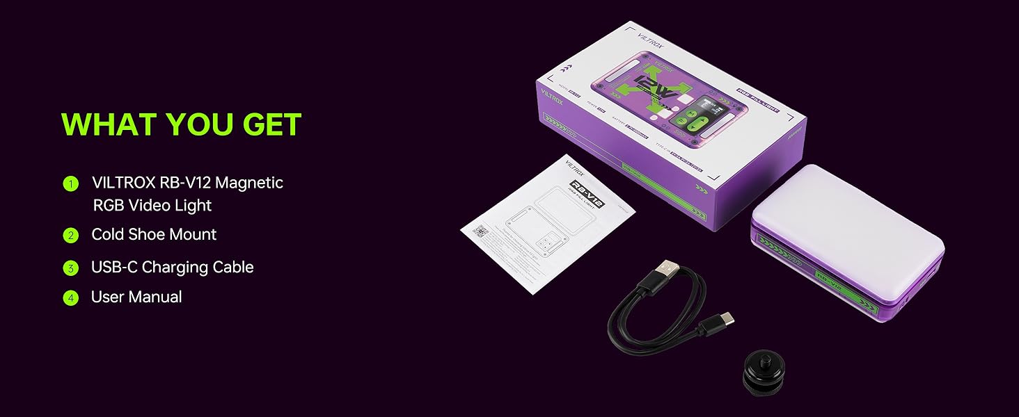 VILTROX Magnetic RGB Video Light 360° Full Color Portable LED Camera Light Panel