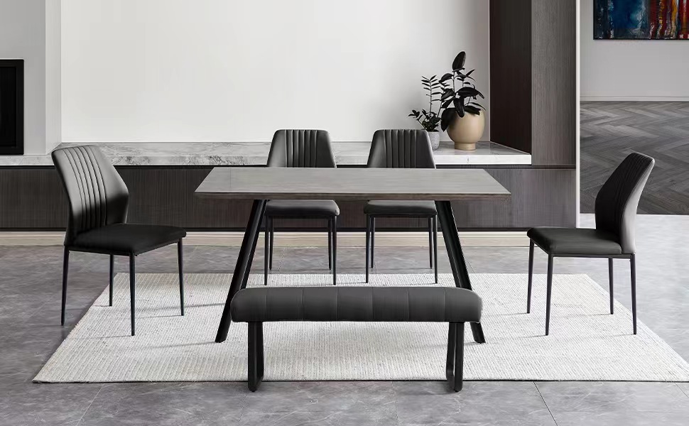 ベランダチェアデザイナーズ Modern Dining Table chair 71'-95'Extendable Hobart Modern Dining Table for 6-10wishblack