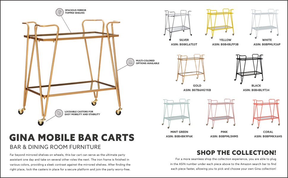 Bar Cart, Bar Carts, Serving Carts, Carts, Mobile Cart, Mobile Bar Cart