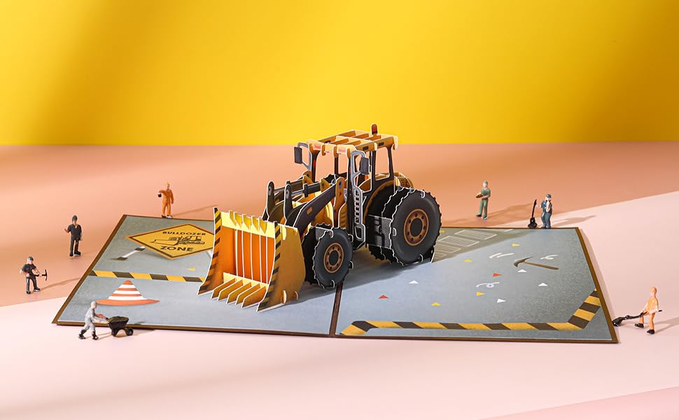liif bulldozer digger 3d greeting pop up card kids boy 1st 2nd boy son