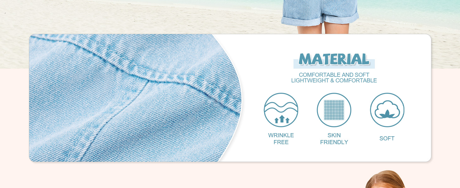 Girls Summer Casual Sleeveless Denim Rompers V Neck Loose Shorts Overalls Jumpsuit with Pockets