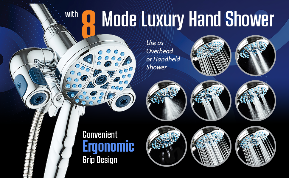 with 8 Mode Luxury Hand Shower