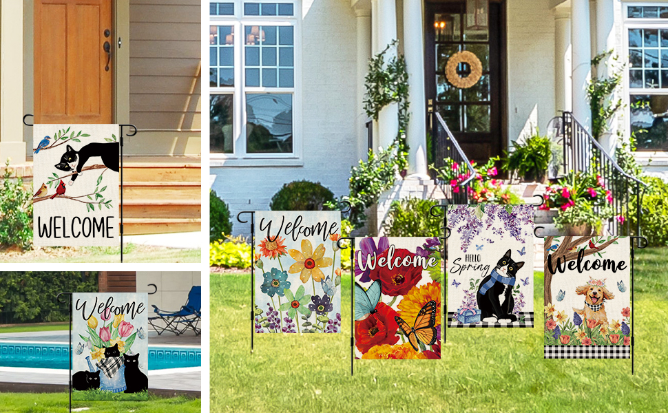 DLZDN Spring Summer Frog Garden Flag 12×18 Inch Double