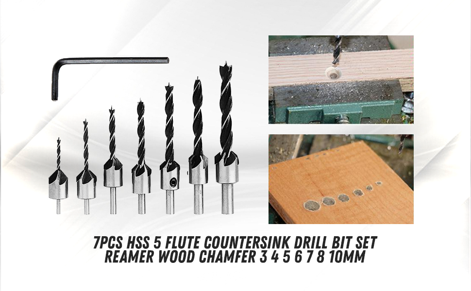 Dapetz ® Countersink Drill Bit Set 7Pcs HSS 5 Flute Countersink