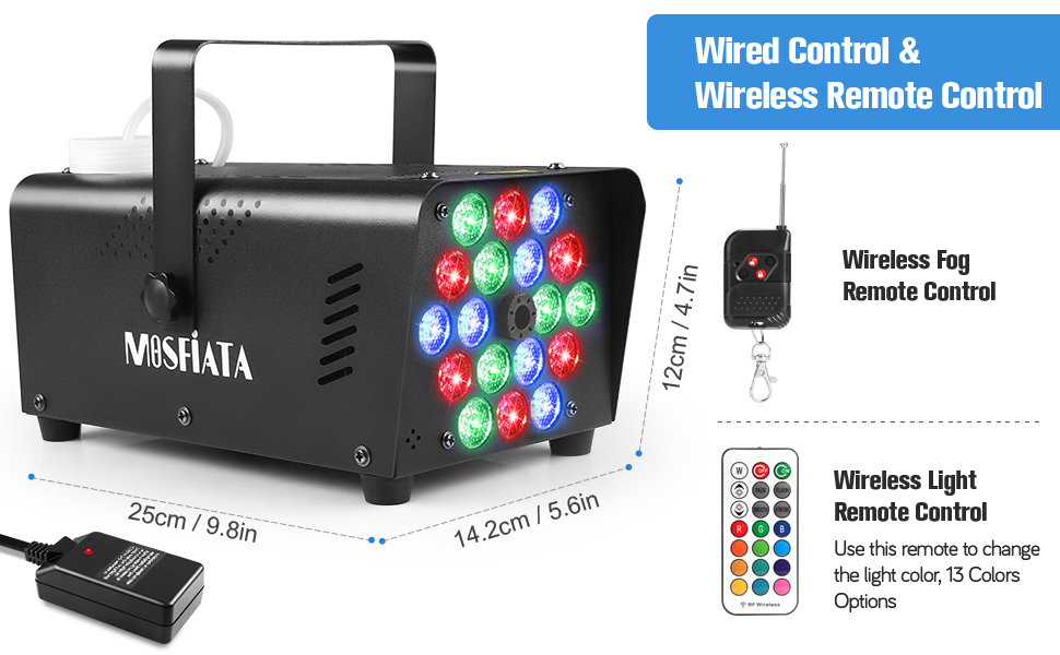 MOSFiATA Fog Machine with 18 RGB LED Lights Effect, 600W Smoke Machine
