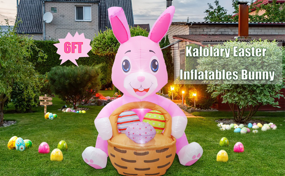 Kalolary 6Ft Easter Inflatables Outdoor Decorations, Easter Outdoor