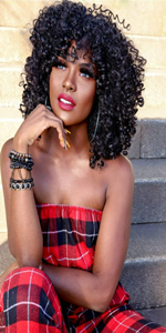 Short Black kinky Curly Wigs