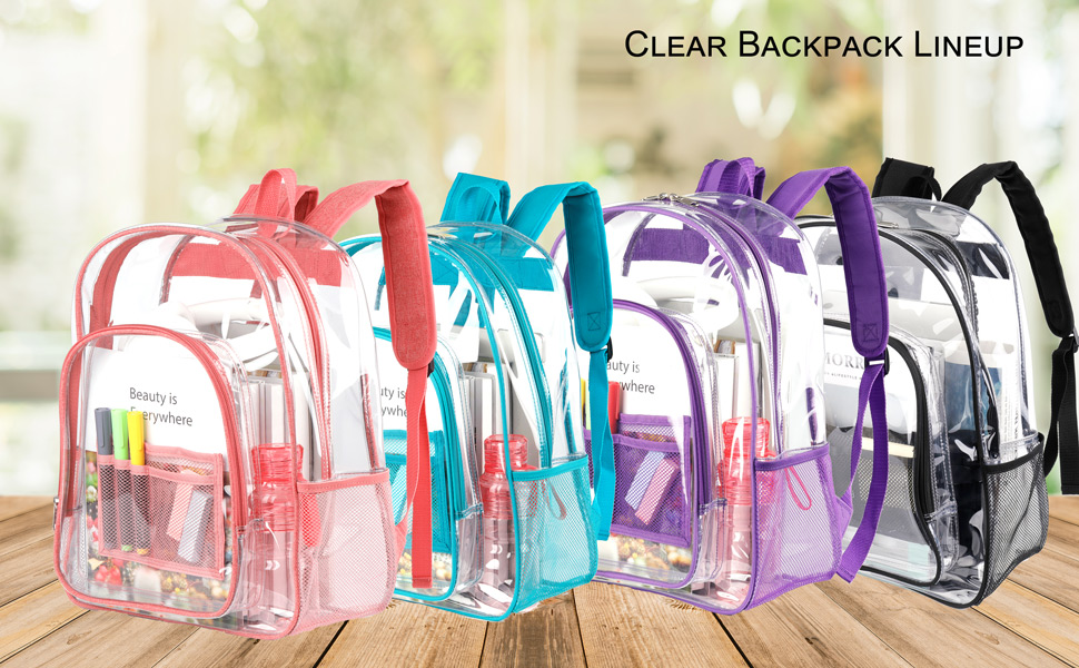 Teal/Turquoise Clear Backpack Transparent Heavy Duty See