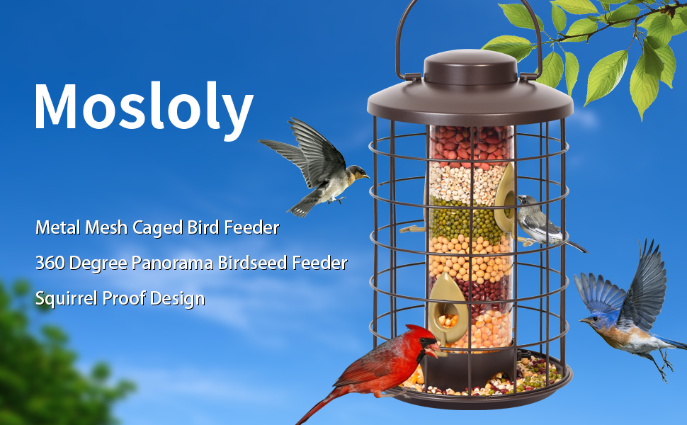 Mosloly Caged Bird Feeders Metal 3.5LB SquirrelProof