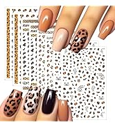 8Sheets Leopard Nail Stickers for Nail Art,3D Self-Adhesive Nail Decals Holographic Leopard Snake...