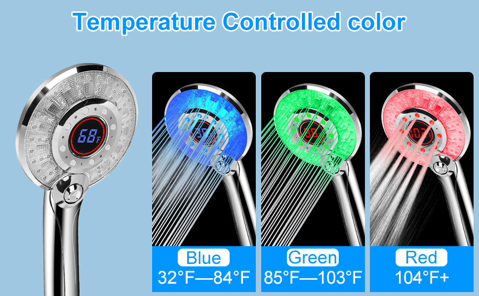 LED Shower Head Color Changing, Handheld Shower Head High Pressure with