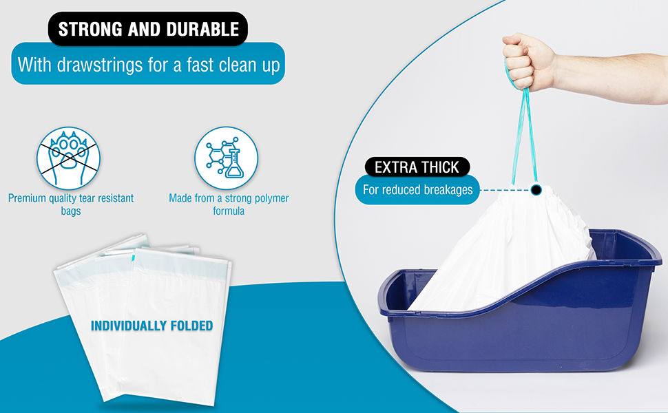 15 Strong Extra Large Cat Litter Tray Liners Scratch Resistant With Drawstrings Suitable for