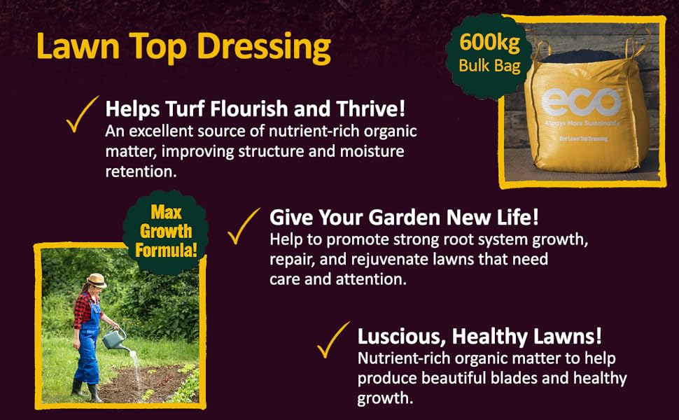 ECO Organic Top Lawn Dressing Compost 750L/0.73m3 XL Bulk Bag Top