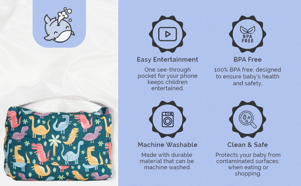 Suessie Shopping Cart Cover and High Chair Cover, Dinosaurs