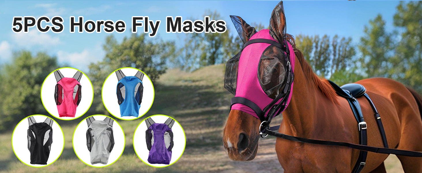 Horses Face Fly Cover with Ears for Horses Trainning