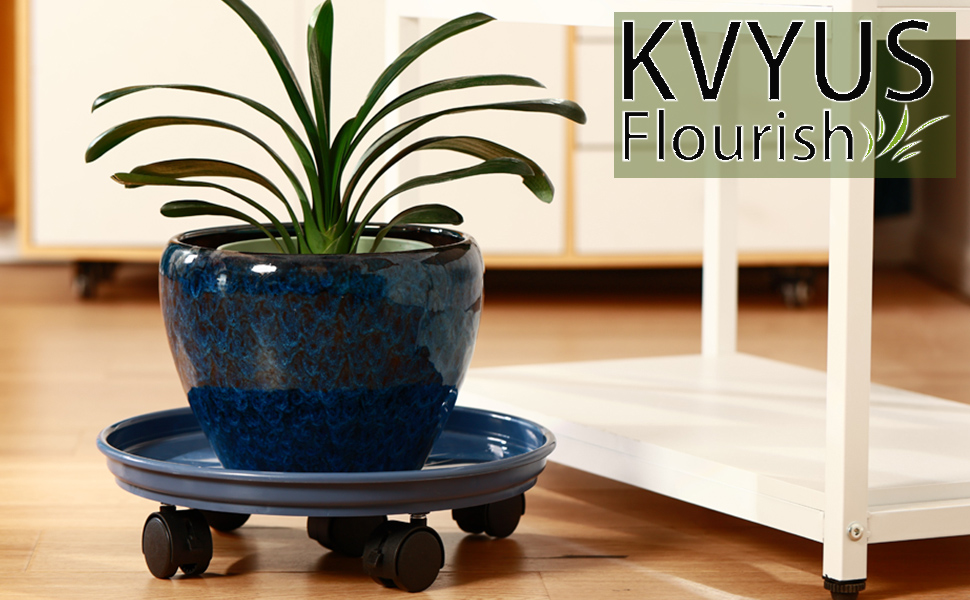 DEELF OUTLET 1 Packs 13.6 Inches Large Metal Plant Caddy With PU Wheels