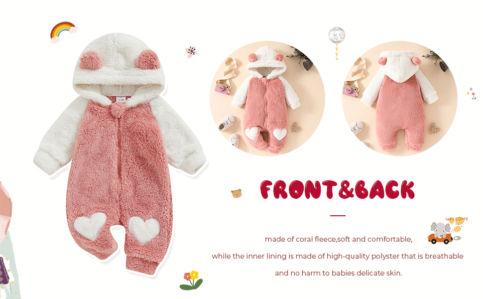 baby fleece jumpsuit,newborn winter clothes,baby girl snowsuit,baby girl clothes winter,