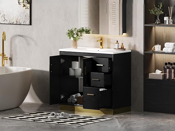 ANCTOR 36 inch Bathroom Vanity with Sink, Modern Bathroom Sink for