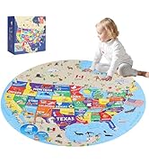 ele ELEOPTION 70 Pieces USA Map Floor Puzzle for Toddler Kids Ages 3 4 5 6 7 8 9 Years Old Geogra...
