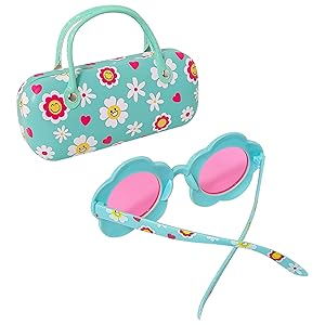 LUV HER Kids Daisy Sunglasses & Case Set for Girls Ages