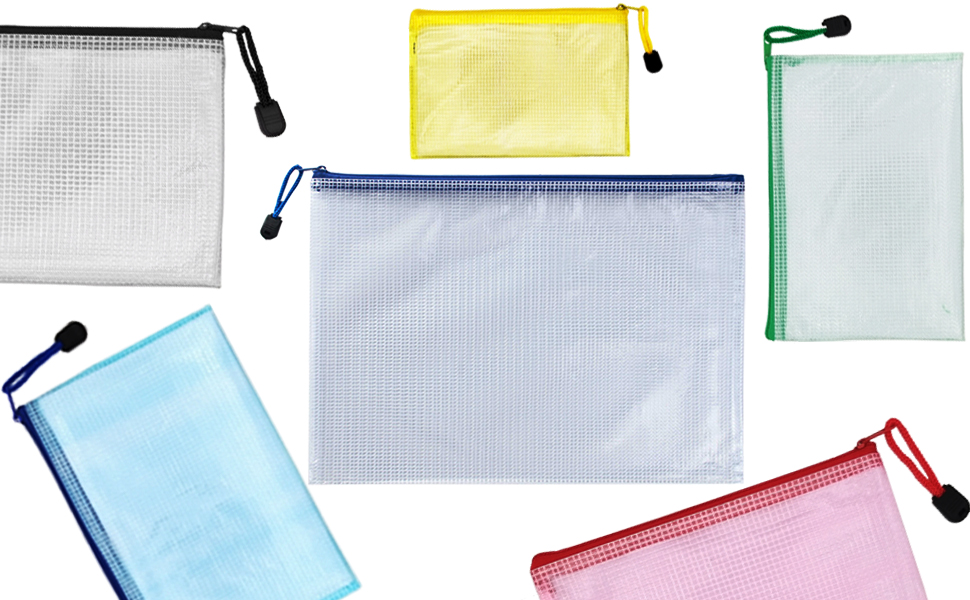 AUSTARK 10Pcs Zipper File Bags, Zipper Pouch, PVC Document Bag Zipper Folders