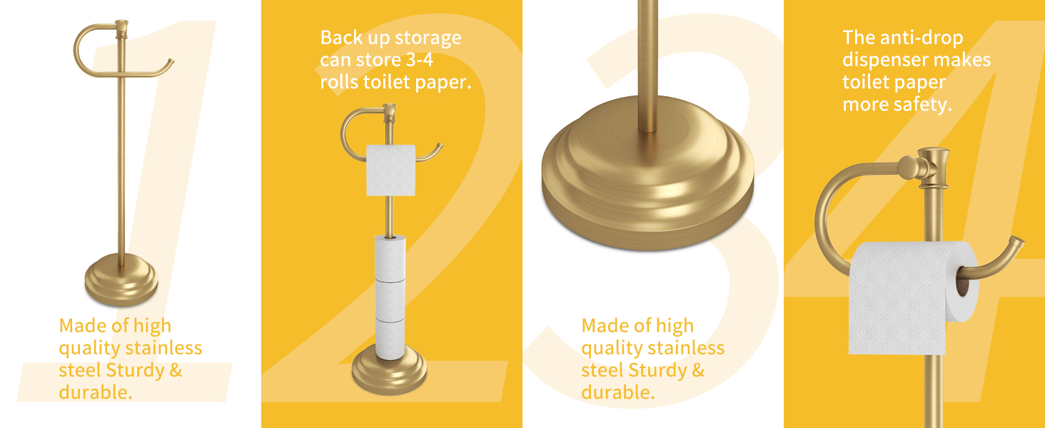BESy Toilet Paper Holder Free Standing Bathroom Toilet Tissue Holder