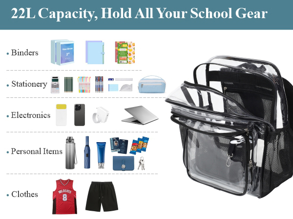 large clear backpack clear bookbag heavy duty