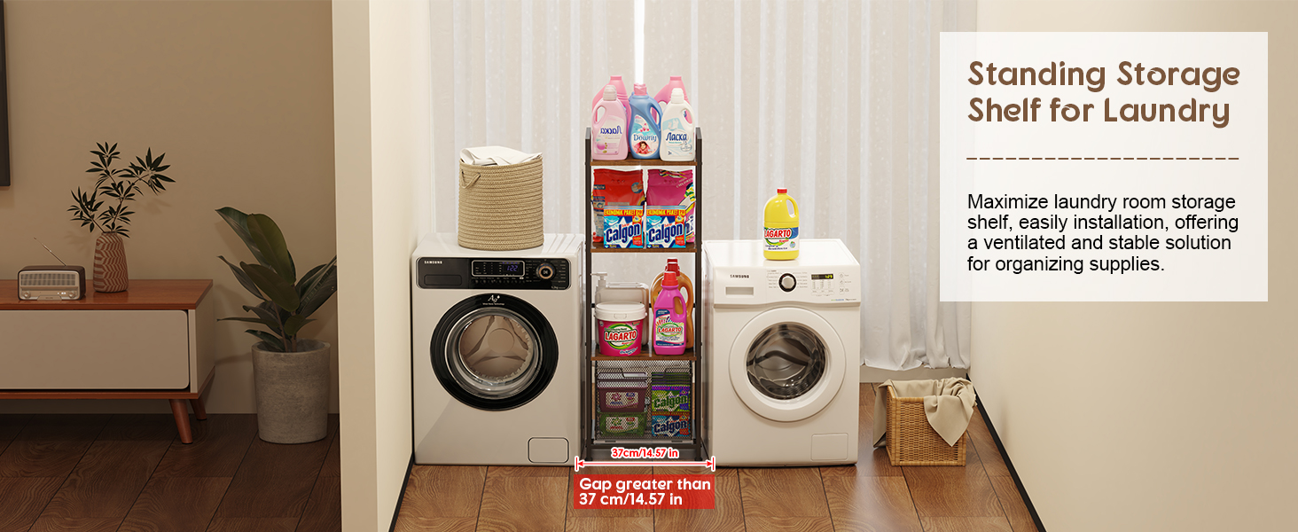 Cutogxon 4 Tier Adjustable Laundry Room Shelves, Metal