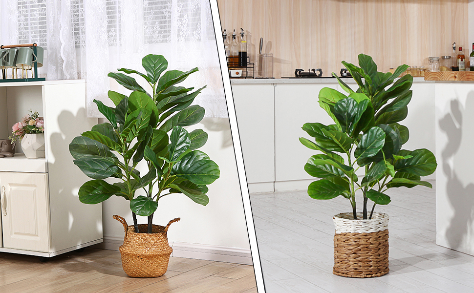 SOGUYI Artificial Fiddle Leaf Fig Tree 37 Inch Tall Fake Plants 45
