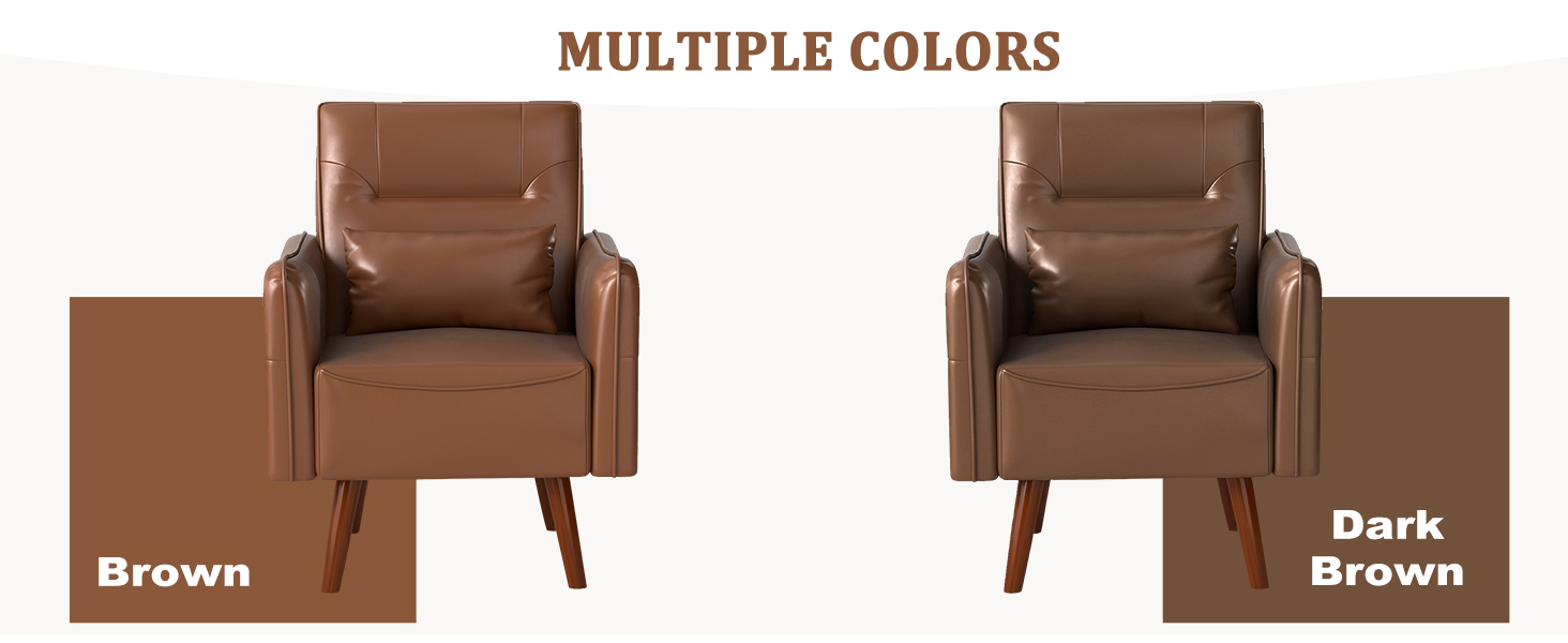 Mid-Century Modern Faux Leather Accent Chair for Living Room