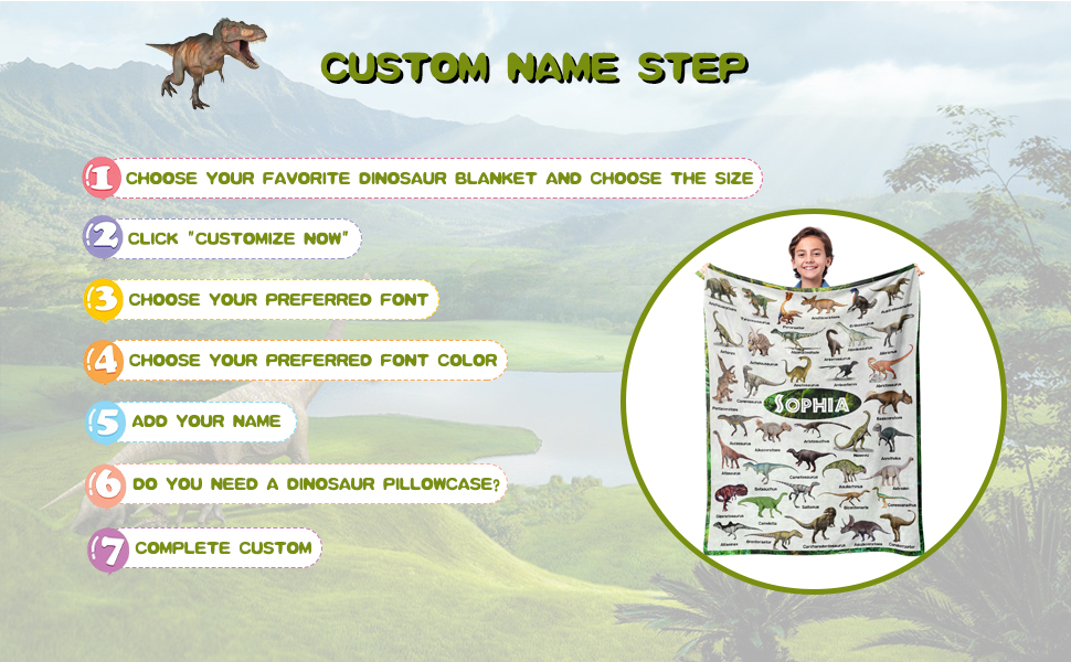 Personalized Dinosaur Blanket for Boys, Jurassic Dinosaurs