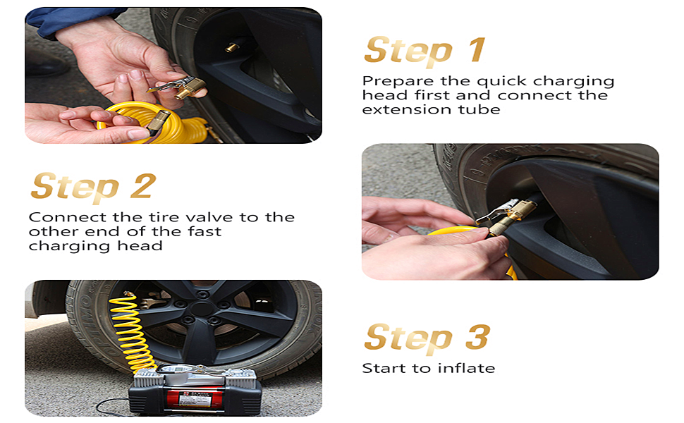 HIYITKS Tire Air Chuck with Clip Adapter, Heavy Duty Brass