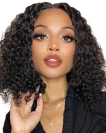 V Part Curly Wig Human Hair
