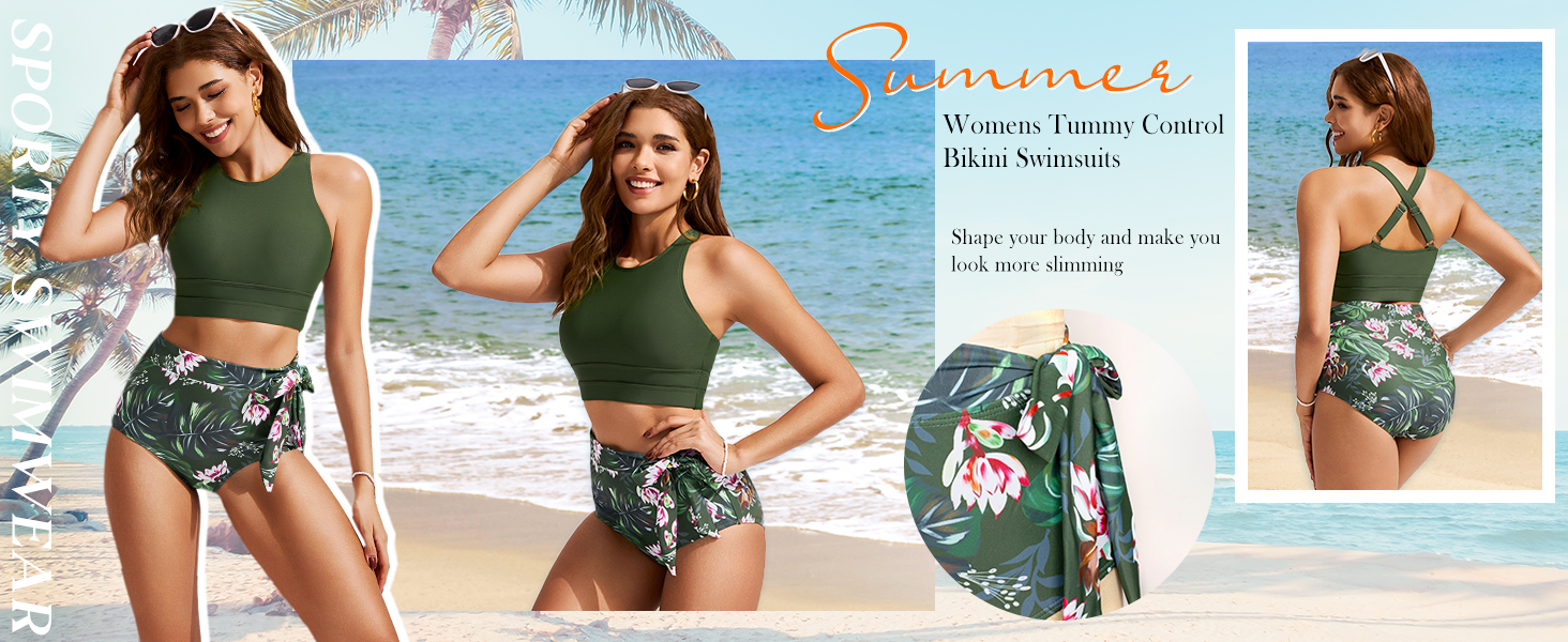 Womens High Waisted Bikini Set