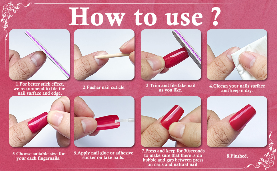 false nails artificial nails medium square fake nails glue on nails press ons nails acrylic tips