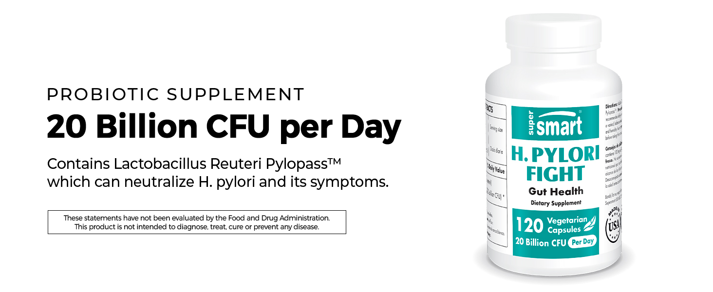 Supersmart H. Pylori Fight Natural Treatment 20 Billion CFU per Day (Probiotic