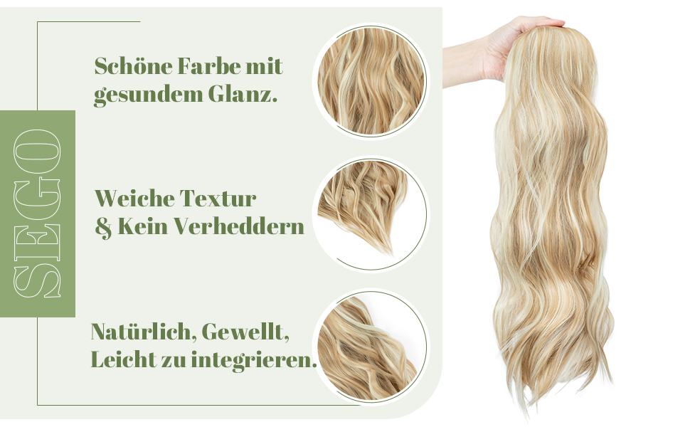 SEGO Clipin extensies, 4 stuks, golvend, haarverlenging, voordelig