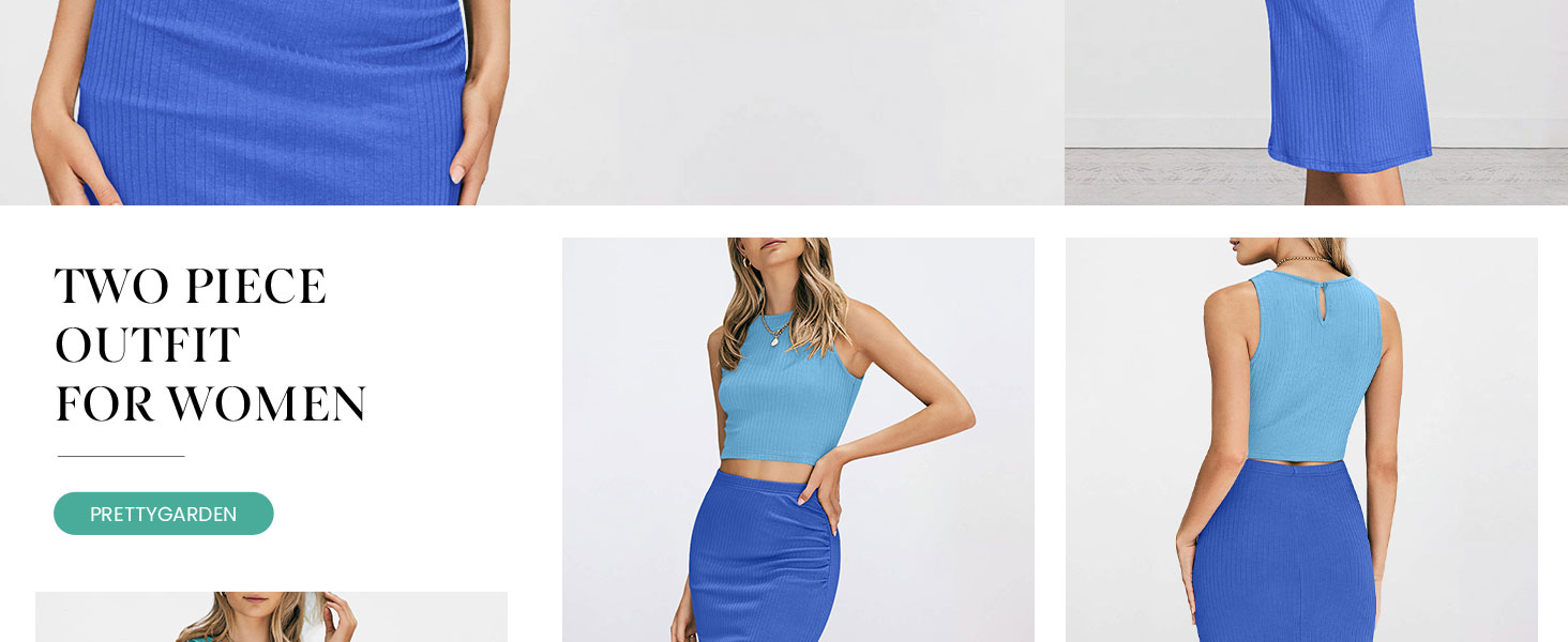 Women’s Crewneck Tank Tops And Split Bodycon Skirts
