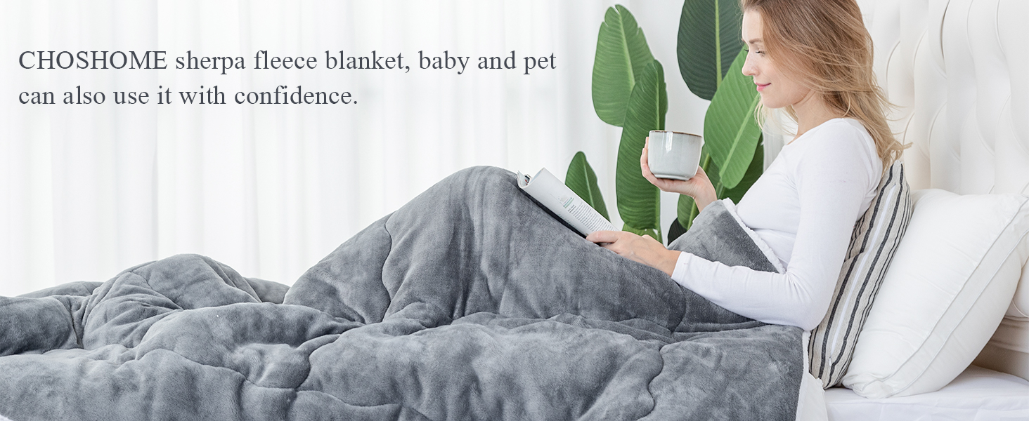 CHOSHOME Blanket Sherpa Fleece Throw Blanket for Bed Warm Blankets for Winter 