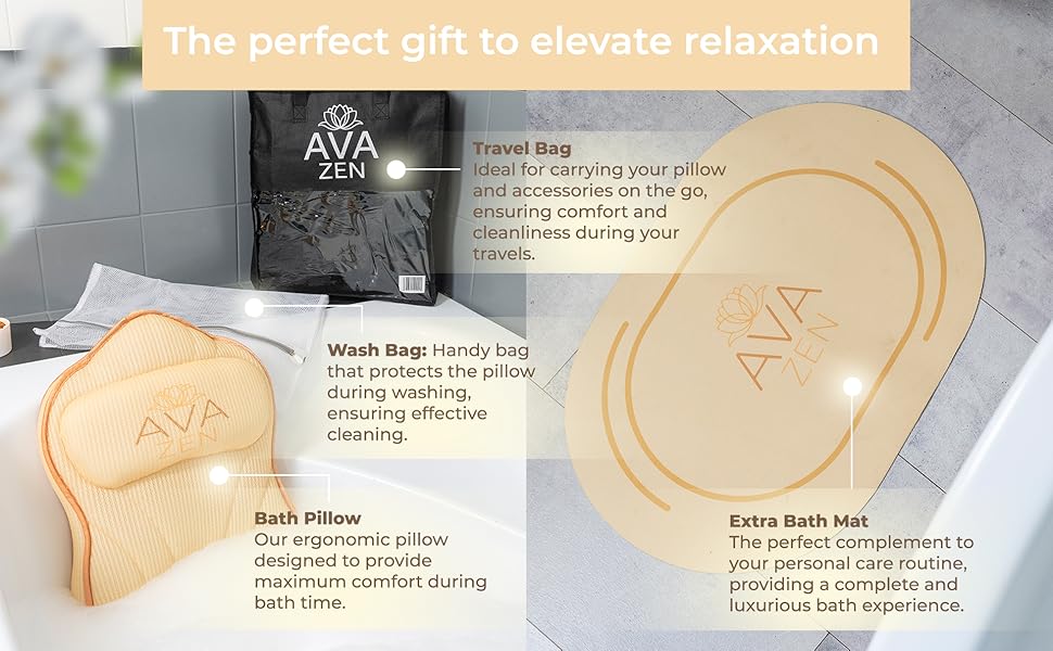 ava zen bath pillow for bathtub spa relaxation relax gift women soft neck shoulders back