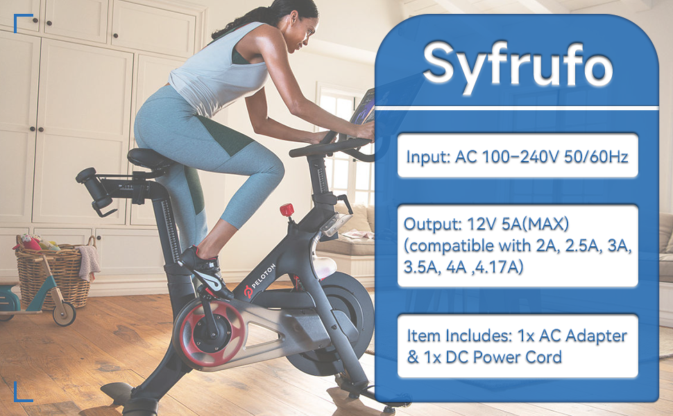 Power Cord for Peloton Exercise Bike, 12V 5A 4.17A Adapter