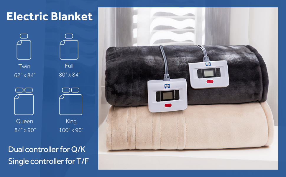 Amazon.com: Sealy Electric Blanket King Size, Flannel Heated Blanket - Do Heated Blankets Turn Off Automatically
